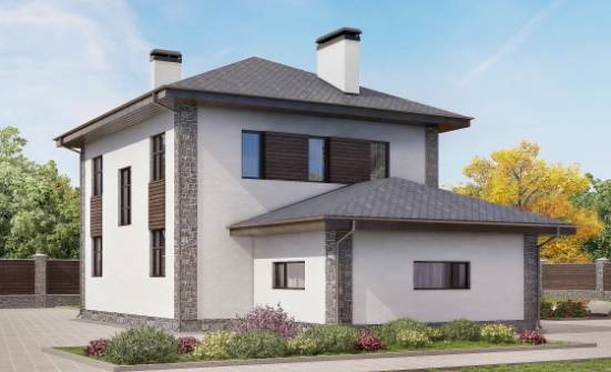 185-004-Л Проект двухэтажного дома и гаражом, уютный дом из пеноблока Ковылкино | Проекты домов от House Expert