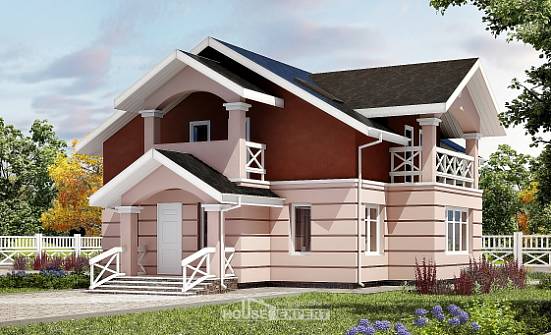 155-009-Л Проект двухэтажного дома с мансардным этажом, скромный загородный дом из бризолита Саранск | Проекты домов от House Expert