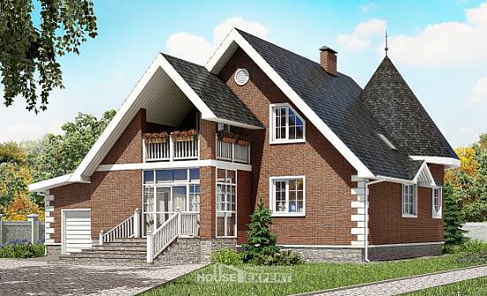 220-002-Л Проект двухэтажного дома мансардой, гараж, уютный загородный дом из бризолита Рузаевка | Проекты домов от House Expert