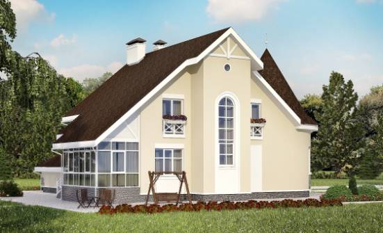 275-001-Л Проект двухэтажного дома с мансардным этажом, гараж, огромный домик из кирпича Саранск | Проекты домов от House Expert