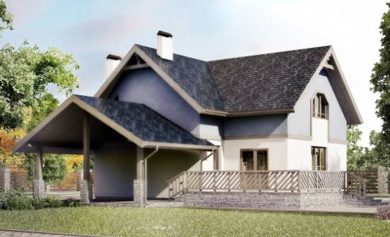 150-011-П Проект двухэтажного дома с мансардой и гаражом, бюджетный домик из блока Рузаевка | Проекты домов от House Expert