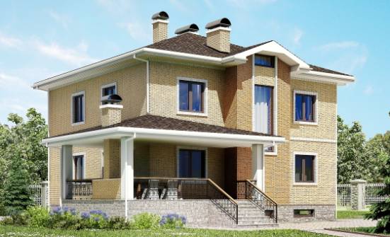 350-002-Л Проект трехэтажного дома, гараж, современный домик из кирпича Рузаевка | Проекты домов от House Expert