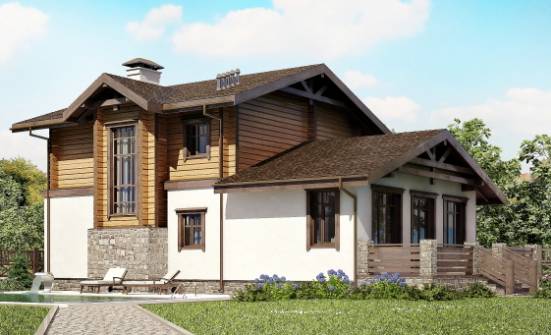 170-004-Л Проект двухэтажного дома мансардный этаж и гаражом, компактный загородный дом из блока из бревен Саранск | Проекты домов от House Expert