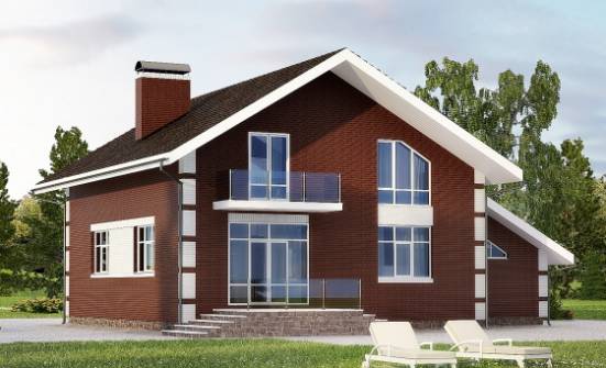 180-001-Л Проект двухэтажного дома мансардный этаж и гаражом, уютный дом из пеноблока Рузаевка | Проекты домов от House Expert