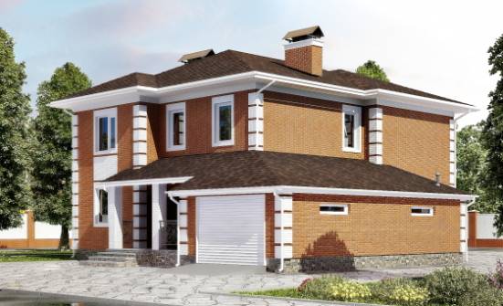 220-004-Л Проект двухэтажного дома и гаражом, классический домик из кирпича Саранск | Проекты домов от House Expert