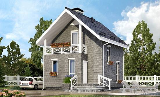 045-001-П Проект двухэтажного дома с мансардой, маленький коттедж из газосиликатных блоков Рузаевка | Проекты домов от House Expert