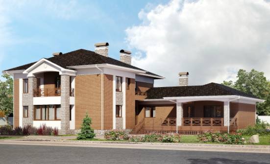 520-002-Л Проект трехэтажного дома и гаражом, красивый домик из теплоблока Ковылкино | Проекты домов от House Expert
