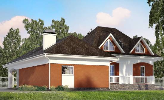 180-007-П Проект двухэтажного дома мансардный этаж и гаражом, современный домик из поризованных блоков Саранск | Проекты домов от House Expert