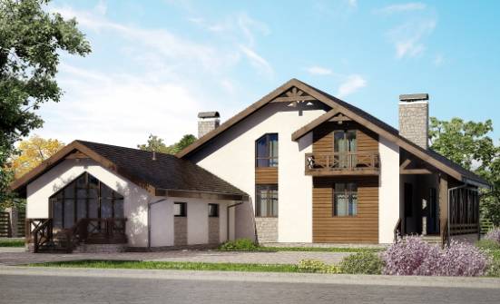 265-001-П Проект двухэтажного дома с мансардой и гаражом, классический загородный дом из бризолита Саранск | Проекты домов от House Expert