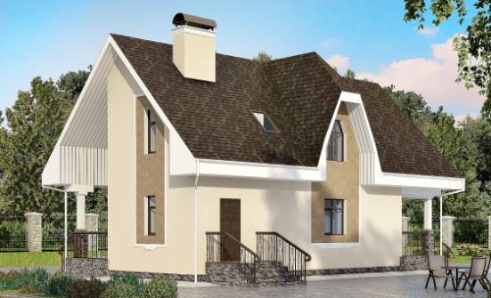 125-001-Л Проект двухэтажного дома с мансардой, бюджетный домик из арболита Рузаевка | Проекты домов от House Expert