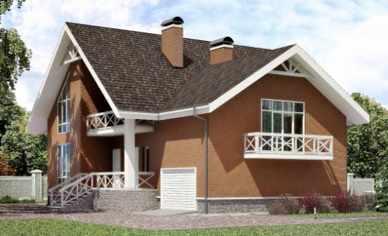 215-001-П Проект двухэтажного дома с мансардным этажом и гаражом, классический дом из поризованных блоков Саранск | Проекты домов от House Expert