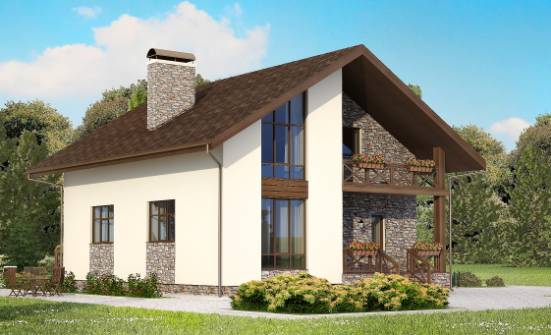 155-001-П Проект двухэтажного дома мансардный этаж и гаражом, доступный дом из газобетона Ковылкино | Проекты домов от House Expert