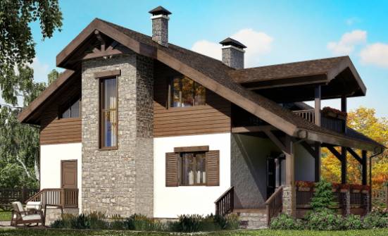 150-004-Л Проект двухэтажного дома мансардный этаж, красивый домик из пеноблока Ковылкино | Проекты домов от House Expert