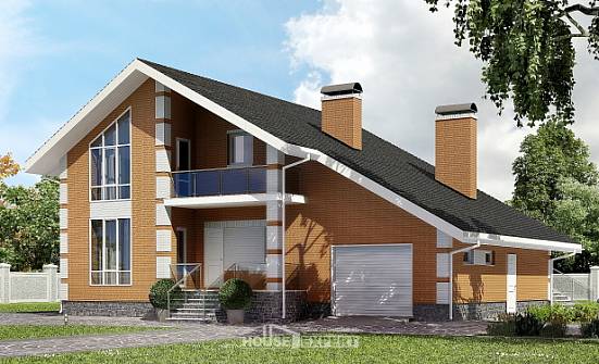 190-006-П Проект двухэтажного дома с мансардным этажом, гараж, простой загородный дом из керамзитобетонных блоков Ковылкино | Проекты домов от House Expert