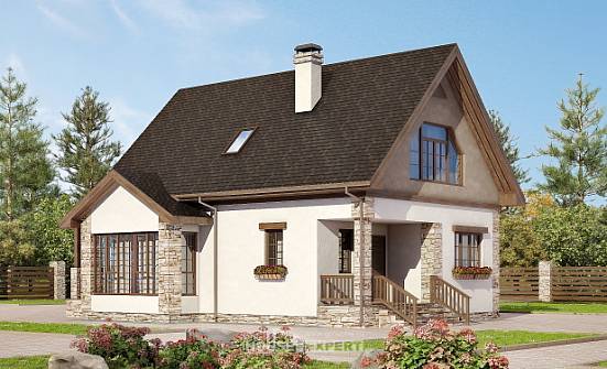 140-002-Л Проект двухэтажного дома с мансардой, бюджетный загородный дом из блока Саранск | Проекты домов от House Expert