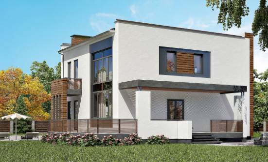 220-003-П Проект двухэтажного дома и гаражом, классический загородный дом из газобетона Ковылкино | Проекты домов от House Expert