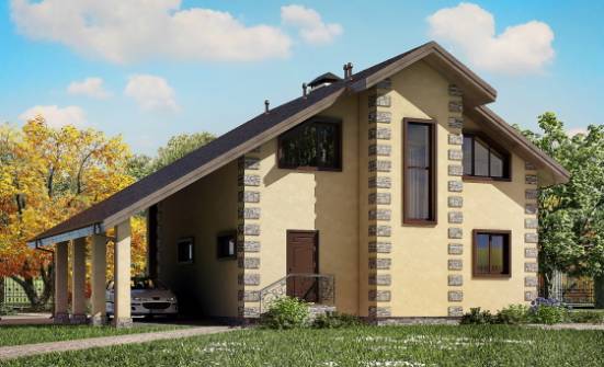 150-003-П Проект двухэтажного дома мансардой, гараж, доступный домик из блока Саранск | Проекты домов от House Expert