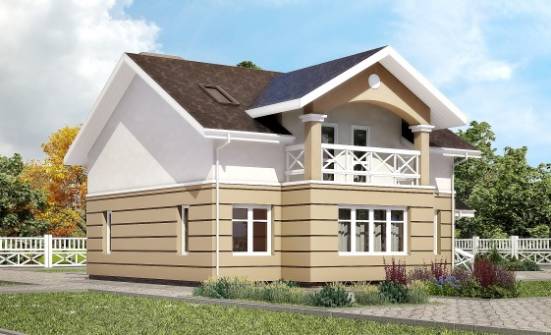 155-009-П Проект двухэтажного дома с мансардой, классический домик из поризованных блоков Ковылкино | Проекты домов от House Expert