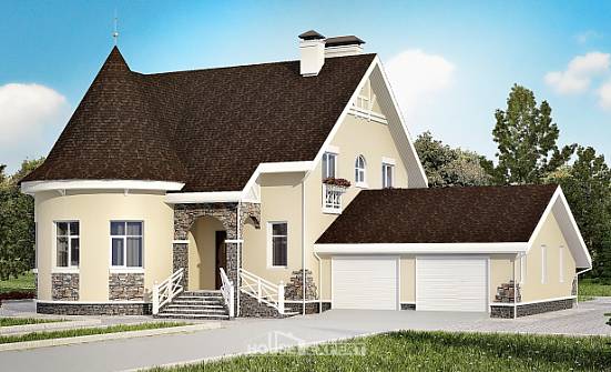 275-001-Л Проект двухэтажного дома с мансардным этажом, гараж, огромный домик из кирпича Саранск | Проекты домов от House Expert