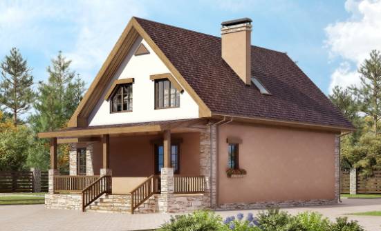 140-002-П Проект двухэтажного дома с мансардой, классический загородный дом из бризолита Ковылкино | Проекты домов от House Expert
