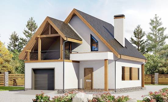 120-005-П Проект двухэтажного дома с мансардой и гаражом, компактный домик из керамзитобетонных блоков Саранск | Проекты домов от House Expert