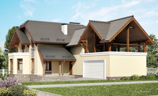255-003-П Проект трехэтажного дома мансардный этаж и гаражом, простой загородный дом из арболита Рузаевка | Проекты домов от House Expert
