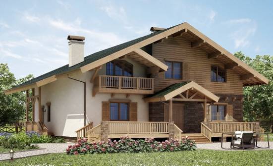250-003-Л Проект двухэтажного дома с мансардой, большой коттедж из бризолита Саранск | Проекты домов от House Expert
