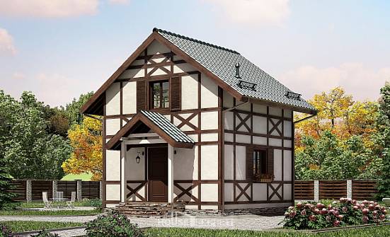 060-002-П Проект двухэтажного дома с мансардой, крохотный коттедж из бревен Ковылкино | Проекты домов от House Expert