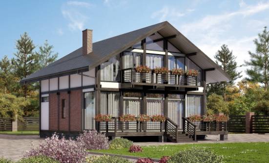 170-007-П Проект двухэтажного дома мансардой, бюджетный загородный дом из бревен Ковылкино | Проекты домов от House Expert