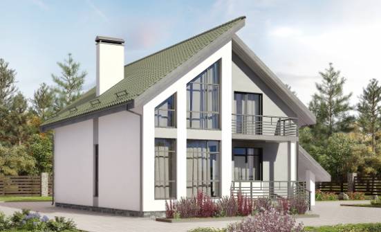 170-009-Л Проект двухэтажного дома мансардой, гараж, уютный загородный дом из бризолита Ковылкино | Проекты домов от House Expert