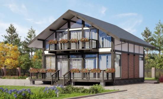 170-007-П Проект двухэтажного дома мансардой, бюджетный загородный дом из бревен Ковылкино | Проекты домов от House Expert