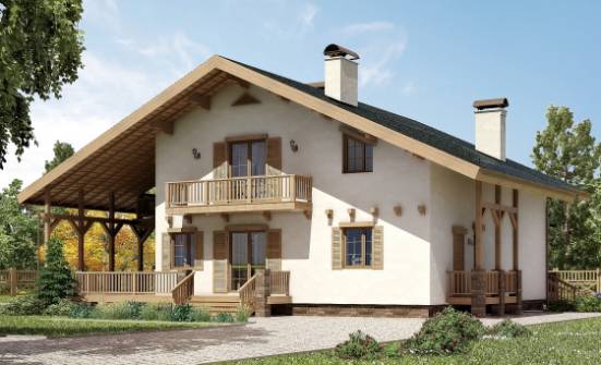 250-003-Л Проект двухэтажного дома с мансардой, большой коттедж из бризолита Саранск | Проекты домов от House Expert
