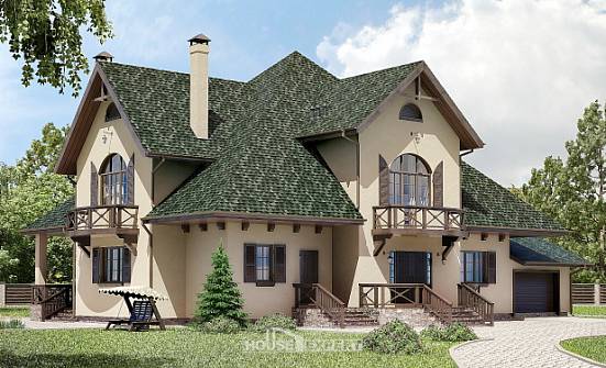 350-001-П Проект двухэтажного дома с мансардным этажом, гараж, классический домик из блока Саранск | Проекты домов от House Expert