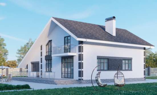 190-008-П Проект двухэтажного дома с мансардой, гараж, красивый дом из теплоблока Ковылкино | Проекты домов от House Expert