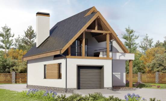 120-005-П Проект двухэтажного дома с мансардой и гаражом, компактный домик из керамзитобетонных блоков Саранск | Проекты домов от House Expert