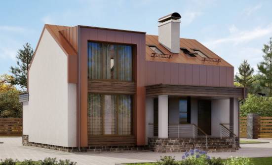 120-004-Л Проект двухэтажного дома с мансардным этажом, бюджетный дом из теплоблока Саранск | Проекты домов от House Expert