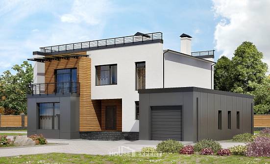 260-002-П Проект двухэтажного дома, гараж, современный загородный дом из бризолита Ковылкино | Проекты домов от House Expert