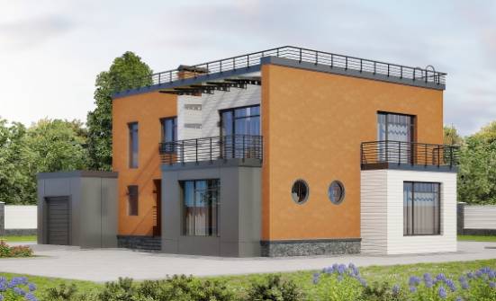 260-002-Л Проект двухэтажного дома и гаражом, классический коттедж из газобетона Ковылкино | Проекты домов от House Expert