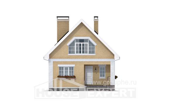 130-004-П Проект двухэтажного дома с мансардой, классический загородный дом из газосиликатных блоков, Ковылкино