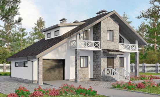 180-017-Л Проект двухэтажного дома с мансардным этажом, гараж, красивый дом из арболита, Ковылкино