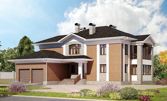 520-002-Л Проект трехэтажного дома, гараж, большой коттедж из керамзитобетонных блоков, Ковылкино