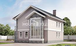 170-008-П Проект двухэтажного дома, уютный загородный дом из теплоблока, Ковылкино