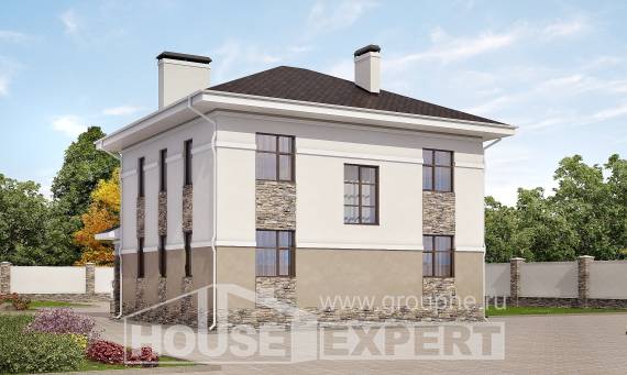150-014-П Проект двухэтажного дома, красивый загородный дом из керамзитобетонных блоков, Ковылкино