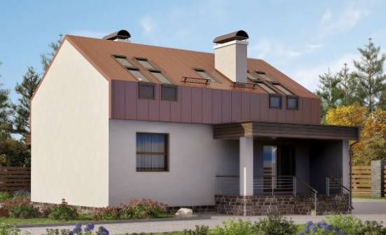 120-004-Л Проект двухэтажного дома с мансардой, классический дом из твинблока, Ковылкино