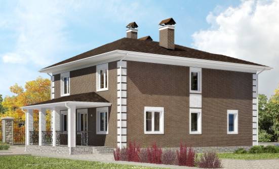 185-002-П Проект двухэтажного дома, классический коттедж из блока, Ковылкино