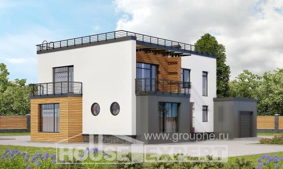 260-002-П Проект двухэтажного дома, гараж, уютный домик из твинблока, Ковылкино