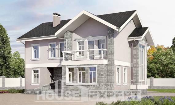 170-008-П Проект двухэтажного дома, скромный загородный дом из поризованных блоков, Ковылкино