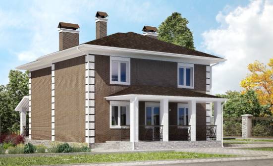 185-002-П Проект двухэтажного дома, классический коттедж из блока, Ковылкино