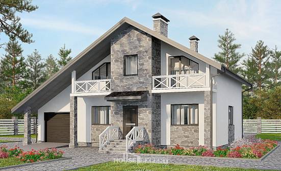 180-017-Л Проект двухэтажного дома с мансардным этажом, гараж, красивый дом из арболита, Ковылкино