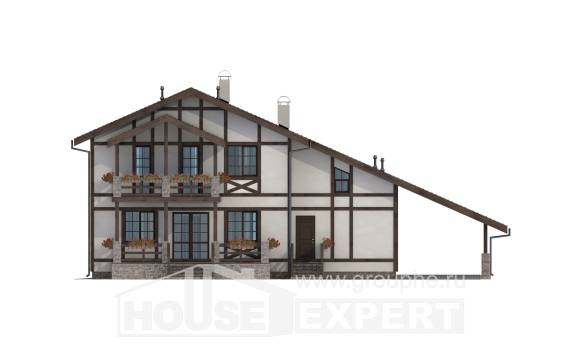 250-002-Л Проект двухэтажного дома мансардный этаж, гараж, средний коттедж из кирпича, Рузаевка